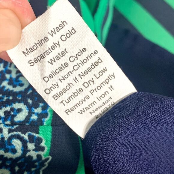 Cabi 107 Border Stripe Tank Top Blouse Blue & Green Sz S - Picture 11 of 11